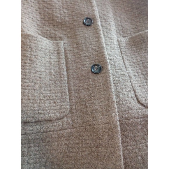 Banana Republic 100% Wool Beige Brown Taupe Pea Coat S Minimalist Solid Jacket - Picture 9 of 11